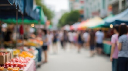 bustling street market scene with traders and customers vibrant stalls showcasing diverse products
