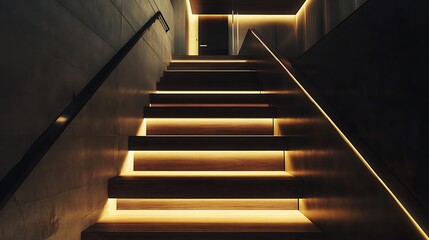 Modern Illuminated Wooden Staircase Interior Design