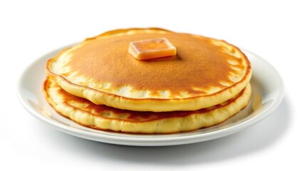 An isolated image of a flipped pancake on a white background , dessert, image, batter