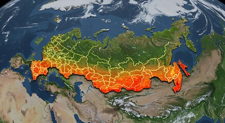 Russia Map on Earth View From Space