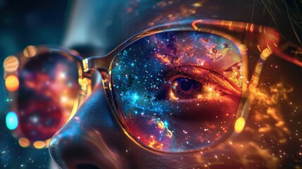 Cosmic Colors in Eyewear Reflection