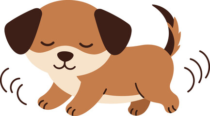 Obraz premium Cute small dog wagging tail happy pet vector illustration for t-shirt print design 