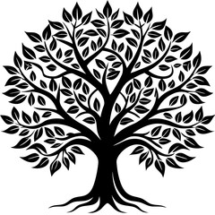 Vector round leaves  Trees Silhouettes Pack Isolated on transparent background

