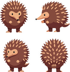 Hedgehog cartoon vector illustrations for t-shirt printing and craft projects design elements 