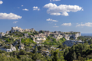 Naklejka premium Medieval castle and village, Les Baux-de-Provence, Alpilles mountains, Provence, France