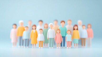 diverse group stands side by side representing various races and ages in clean smoothly blurred background