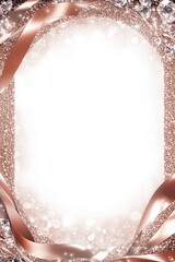 Elegant Oval Rose Gold Glitter Frame with Shiny Crystal Sparkle and Ribbon