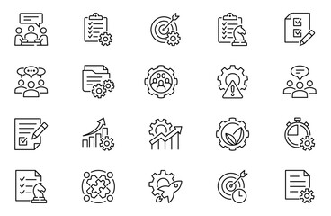 Fototapeta premium Environment social governance line icon set. ESG, ecology, environment, social, governance. Otuline icon set. Editable stroke. Simple line vector illustration.