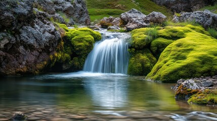 Fototapeta premium Tranquil waterfall scene