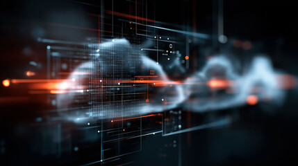 Malware prevention ransomware infrastructure. Trojan detection. Spyware detection.  Endpoint vulnerability. Zero-day detection. Abstract digital technology background with glowing lines.