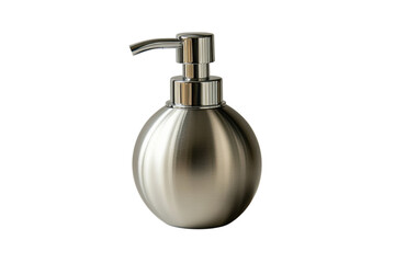 Fototapeta premium Elegant stainless steel soap dispenser modern bathroom accessory with a sleek chrome pump on transparent background