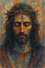 Jesus Christ abstract portrait. Digital painting.