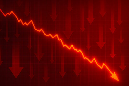 abstract red stock market crash chart going down background