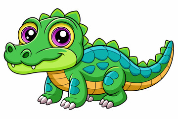 A Cute Crocodile Vector art in Illustration on white Background