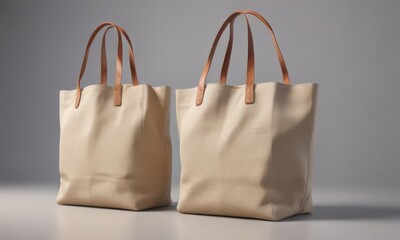 Pair of tote bags, color variations, soft lighting ,  design,  photo