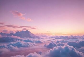 Obraz premium Dreamy cotton candy sunset, pastel pink, blue, yellow gradient , sky, graphic, fluffy