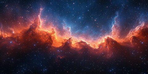 Fototapeta premium Vibrant nebula with bright colors in the depth of space captured in a cosmic landscape