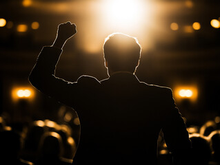 Triumphant Speaker Silhouette Conference Success Victory