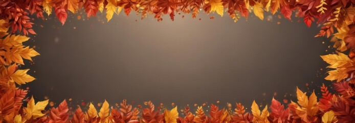 Obraz premium Vibrant autumn leaves forming a natural frame, bokeh background , image, leaves, fall background