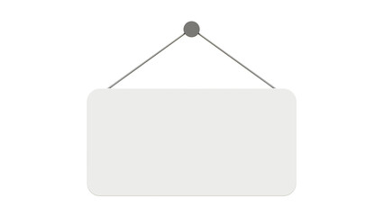 Blank white hanging gift card sign mock up on a isolated background. Blank white door plate hanging on the string. Blank realistic door hanging plate mock up.