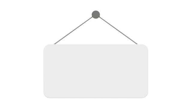 Blank white hanging gift card sign mock up on a isolated background. Blank white door plate hanging on the string. Blank realistic door hanging plate mock up.