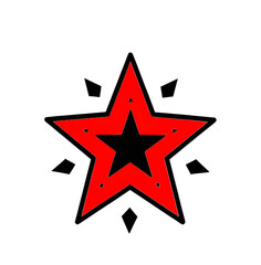 Fototapeta premium bright red and black star on isolated white background icon