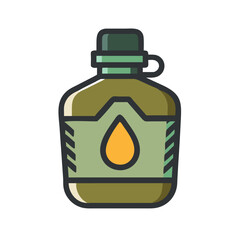 Military Canteen Icon Representing Hydration Gear and Field Equipment
