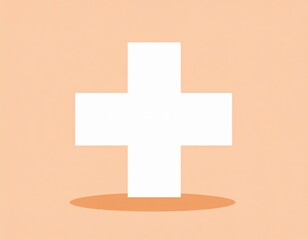 Obraz premium Simple White Plus Sign On Peach Background