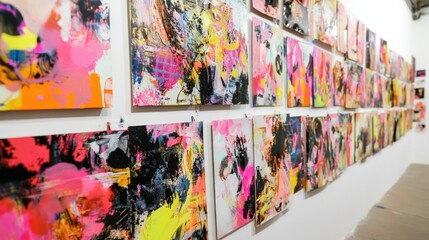 Fototapeta premium Vibrant art gallery wall display
