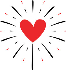 fireworks heart vector art illustration on white background