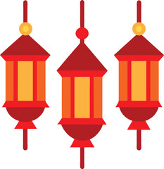 lanterns vector art illustration on white background
