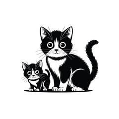 Naughty Black Outline Cat Vector for Coloring Pages, Funny Kitten Design