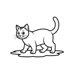 Obraz premium Naughty Black Outline Cat Vector for Coloring Pages, Funny Kitten Design