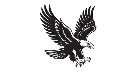 Flying Eagle Logo - Powerful Bird of Prey Vector Design"Soaring Bald Eagle Artwork