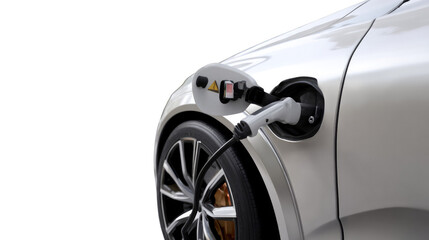 Electric Car Charging: An electric car is shown charging, signifying a commitment to sustainable transport solutions. It is a visual expression of green technology and eco-friendly driving.