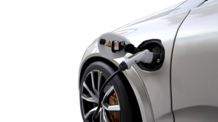 Electric Car Charging: An electric car is shown charging, signifying a commitment to sustainable transport solutions. It is a visual expression of green technology and eco-friendly driving.