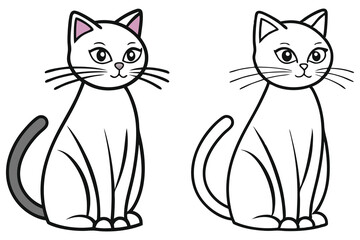 Two charming cartoon cats sit with gentle eyes, each unique in color finish