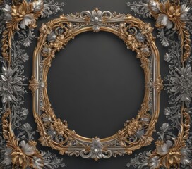 Intricate gold & silver floral frame, vintage design , refined, stylish
