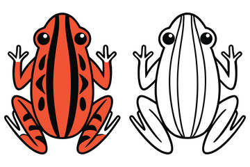 Two simple cartoon frogs showcase both a color and a line art style
