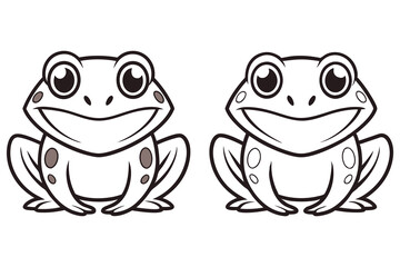 Two friendly frog outlines sit side by side with simple designs isolated on white