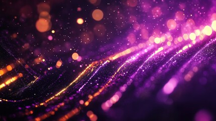 Fototapeta premium Abstract futuristic background with gold and blue glowing neon moving high speed wave lines and bokeh lights. Visualization of sound waves. Data transfer. Fantastic wallpaper