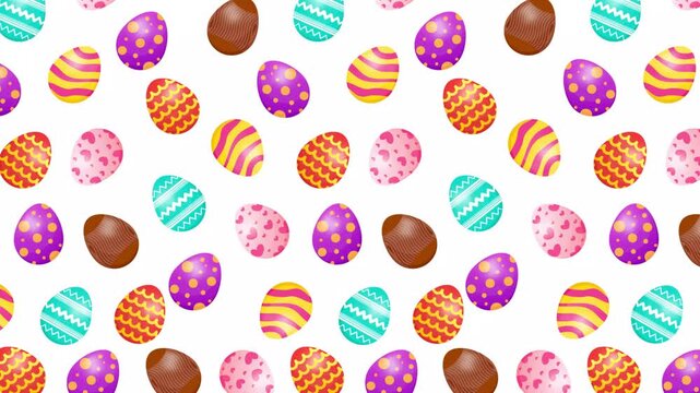 Easter eggs animation 4k video. Happy easter holidays, frame, banner, colorful, fun, greeting Card Frame video. Animated easter border on white background