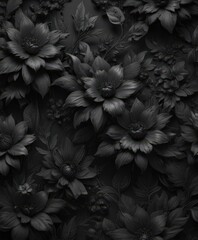 Abstract charcoal floral wallpaper, dark tones, intricate details, intricate, illustration