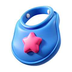 Naklejka premium Simple blue baby bib with a bright pink star accent ideal for early childhood advertising materials.