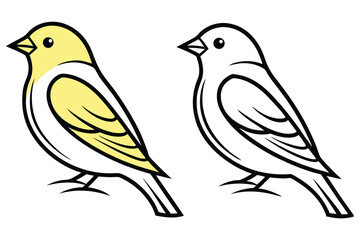 Standing canary features one version in yellow color and one is black and white