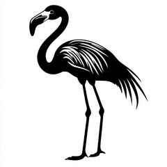 Obraz premium Silhouette of a flamingo, in black color only, full-body, vector style, isolated on a white background