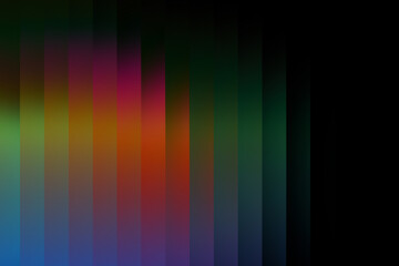 A multicolored glass gradient featuring cyan, green, purple, and red against a black backdrop,...
