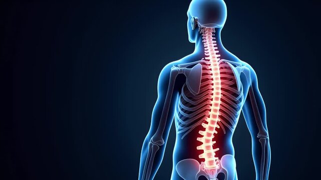 Detailed Anatomical View of the Human Spinal Column and Intervertebral Discs, Illustrating Skeletal Structure for Educational Purposes