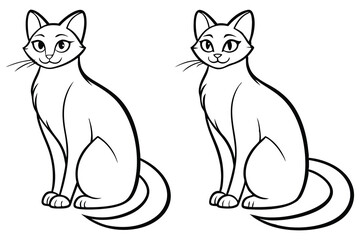 Two feline outlines showcase cute cats sitting gracefully with their tails curled around them
