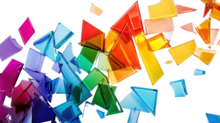 colorful geometric shards forming abstract background on white background